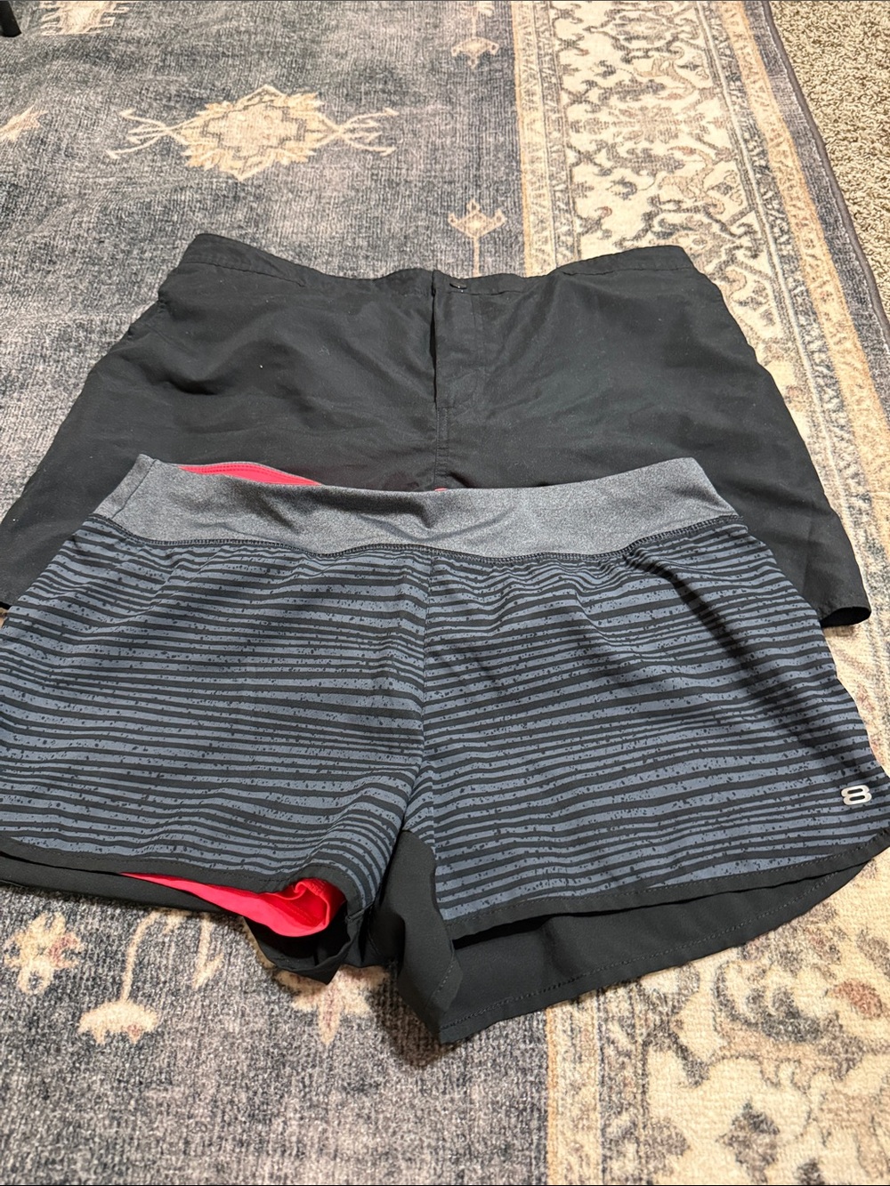 Bundle Black and Gray Striped Women's Athletic Shorts